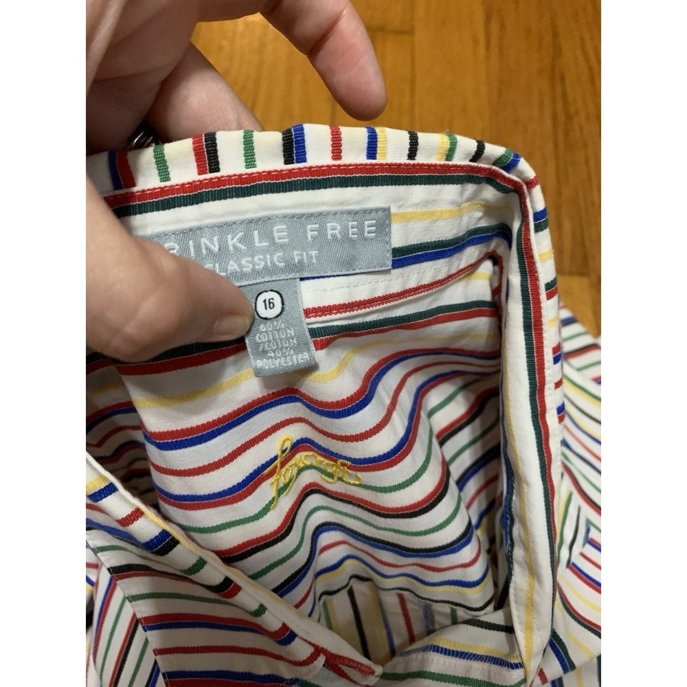 Foxcroft Women's Button Up Shirt Long Sleeve Wrinkle Free Classic Fit 16 Stripe - Picture 6 of 11